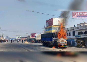 विराटनगरमा दुर्घटना एकको मृत्यु, ट्रकमा आगजनी